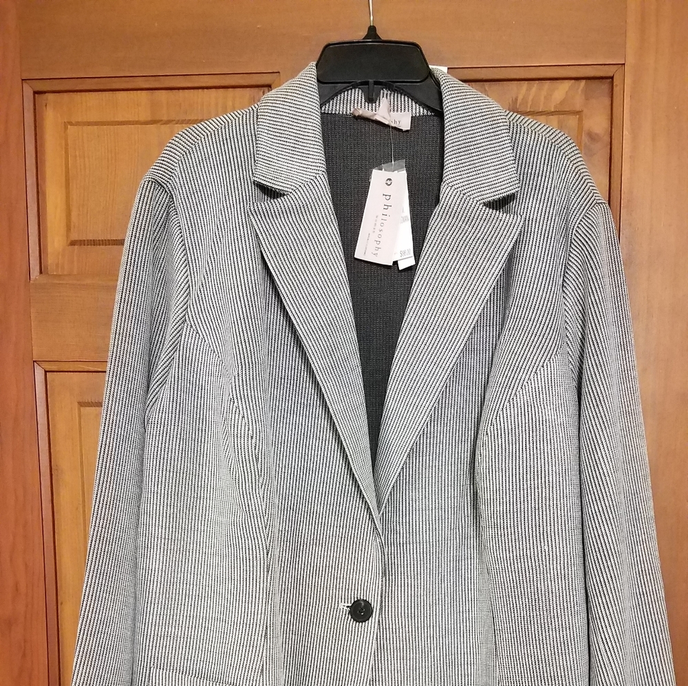 Philosophy Blazer, 3xl, black & white stripe